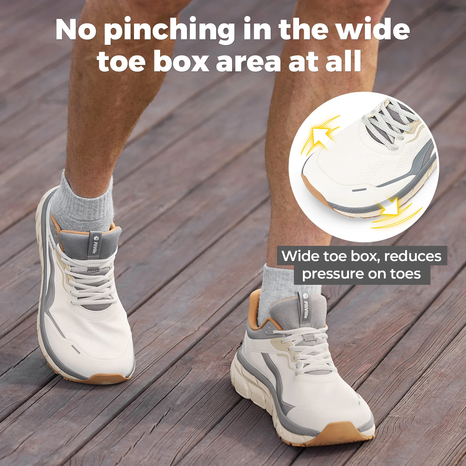 Tênis esportivos masculinos Fi - Wide Toe Box Running Sneakers avaliação e preço