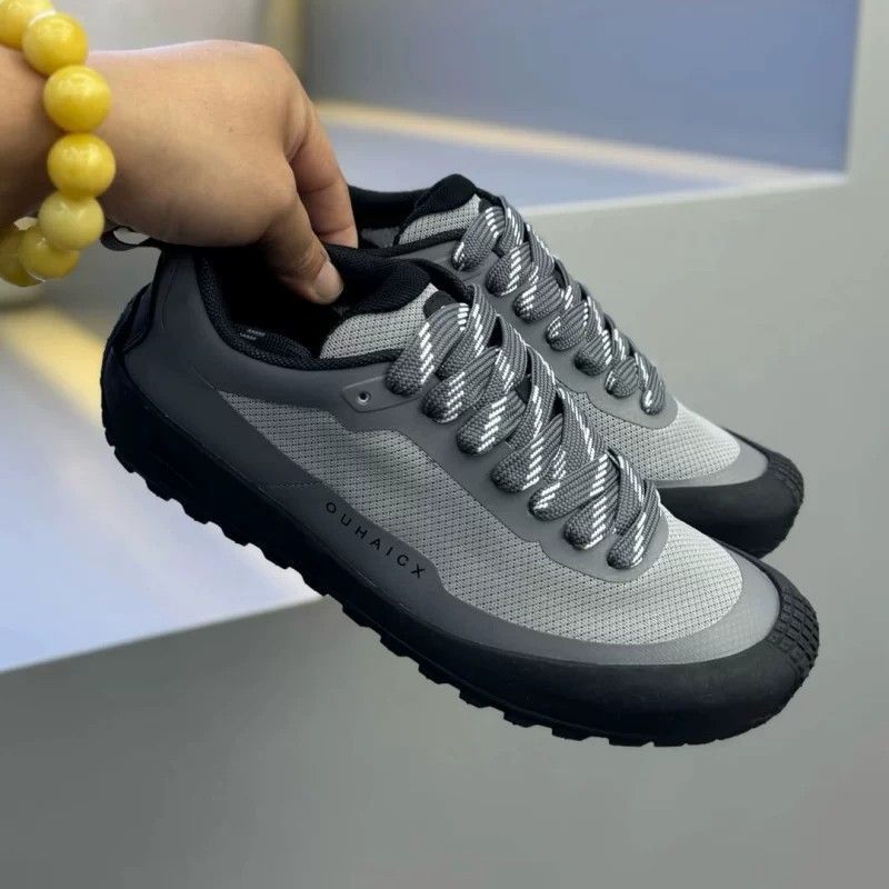 Tênis Masculino Antiderrapante - Knit Fabric Lace Up Sneakers avaliação e preço